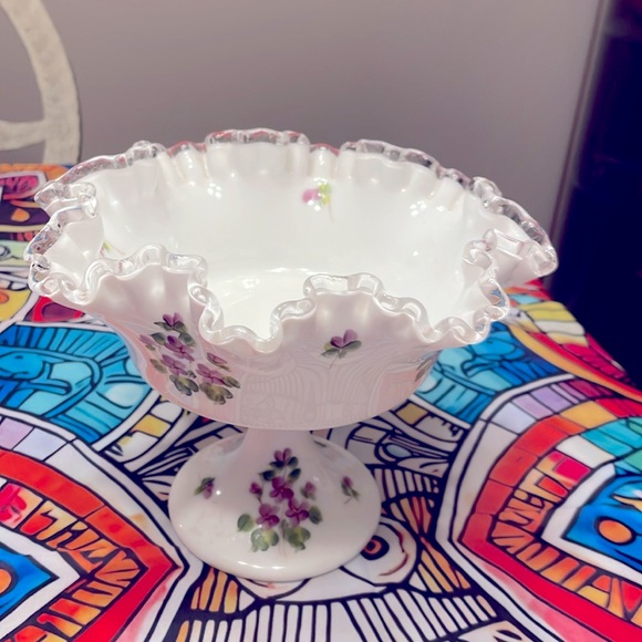 Vintage Fenton Violets in the Snow Candy Dish Bowl - Picture 1 of 5